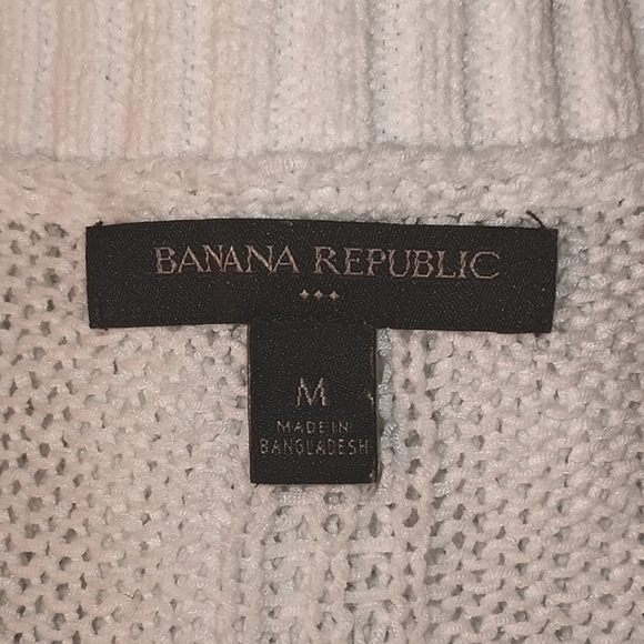 Banana Republic White Oversized Crew Neck Sheer Knit Sweater Size Med - Picture 12 of 12